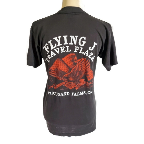 Vintage 3D Emblem Harley-Davidson T-shirt 1988 Double Dide Eagle Flag Truckers - Picture 10 of 15